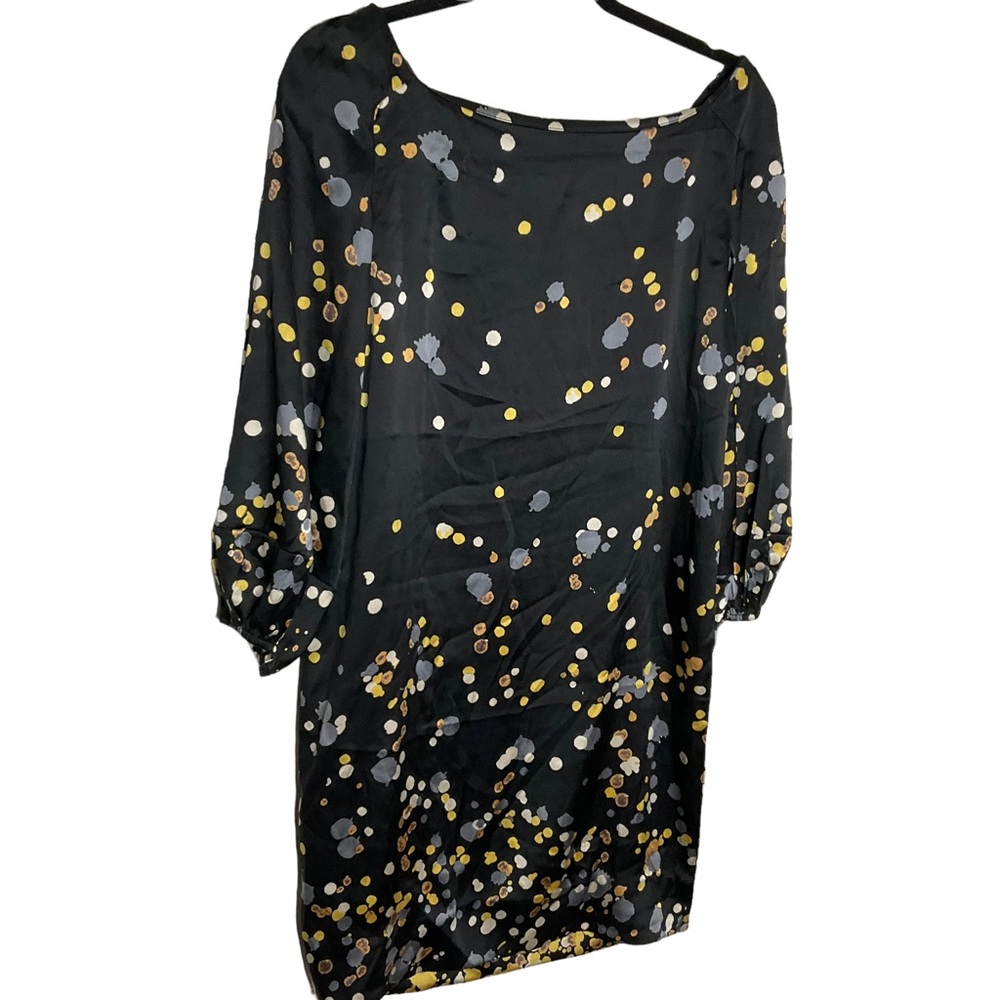 Diane Von Furstenburg Silk Long Sleeve Polka Dot Boat Neck Dress - Picture 4 of 7